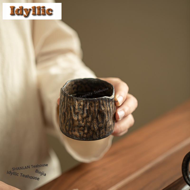 135ml Grobkeramik Vergoldete Eisenglasur Teetasse Traditionelle Teeschale Teetassenset Teeprobe Riechbecher Chazhan Meistertassen Cha