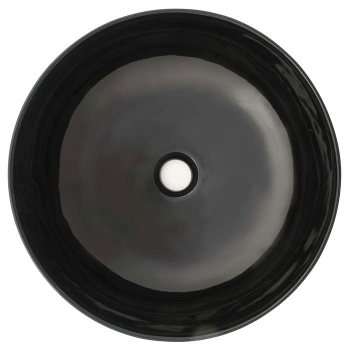VidaXL Lavabo rond Céramique Noir 41,5 x 13,5 cm