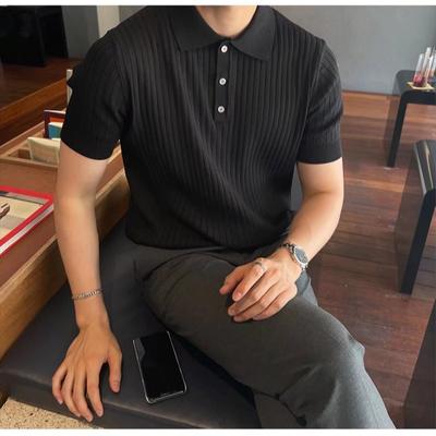 Zomer Polo Shirt Korte Mouw Heren Koreaanse Versie van de Trend Casual Revers Gebreid T-shirt Licht Volwassen Wind Lichte Zakenman