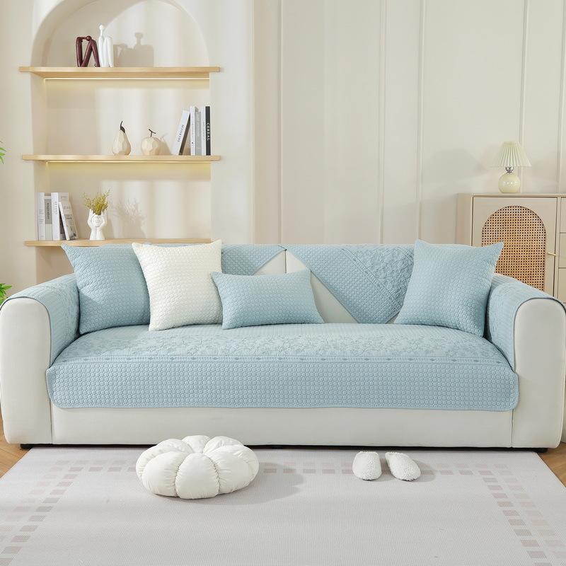 Pure Cotton Sofa Cushion for All Seasons, Fabric Art, Pure Cotton, Modern Non-slip Solid Wood Sofa Cover, Backrest Towel