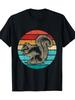 Unisex Unisex T-Shirt Short Sleeve Top Featuring a Hand-Drawn Squirrel Over a Retro Sunset Circular Stripe Background. Soft And Comfortable Machine Wa