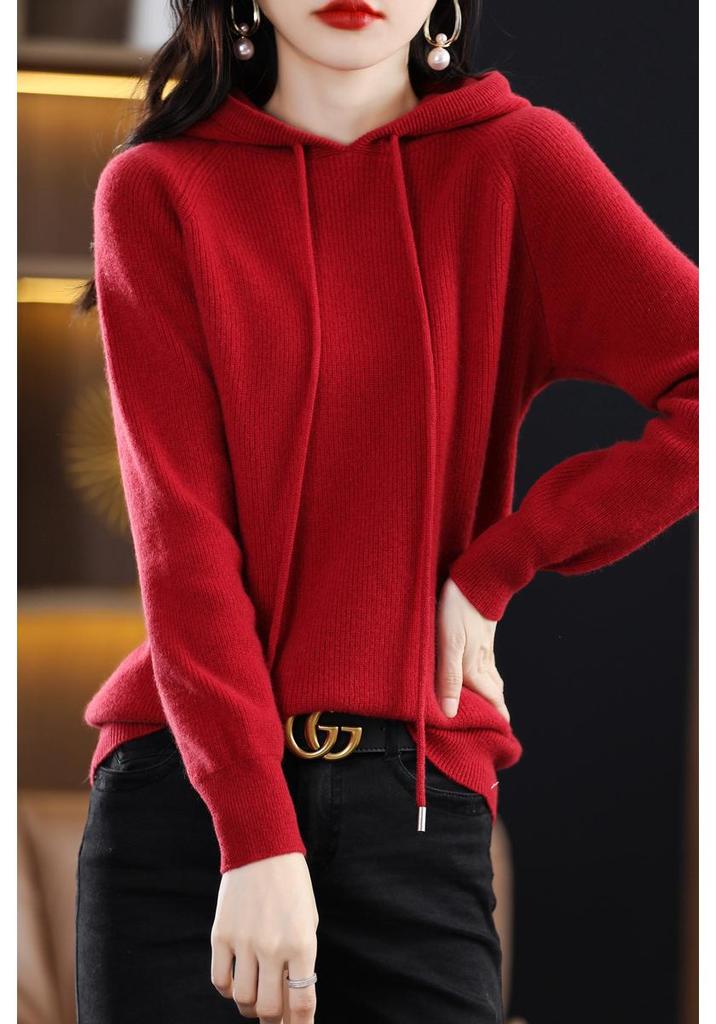 Women's Ribbed Knit Hoodie: Cozy, Loose-Fit Jacket for Autumn/Winter