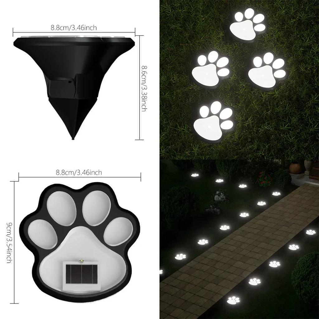 Solar Lawn Light Dog Paw Footprints Stairs Light Outdoor Waterproof Balcony Garden Fence Landscape Decoration Solar Powered Lamp
