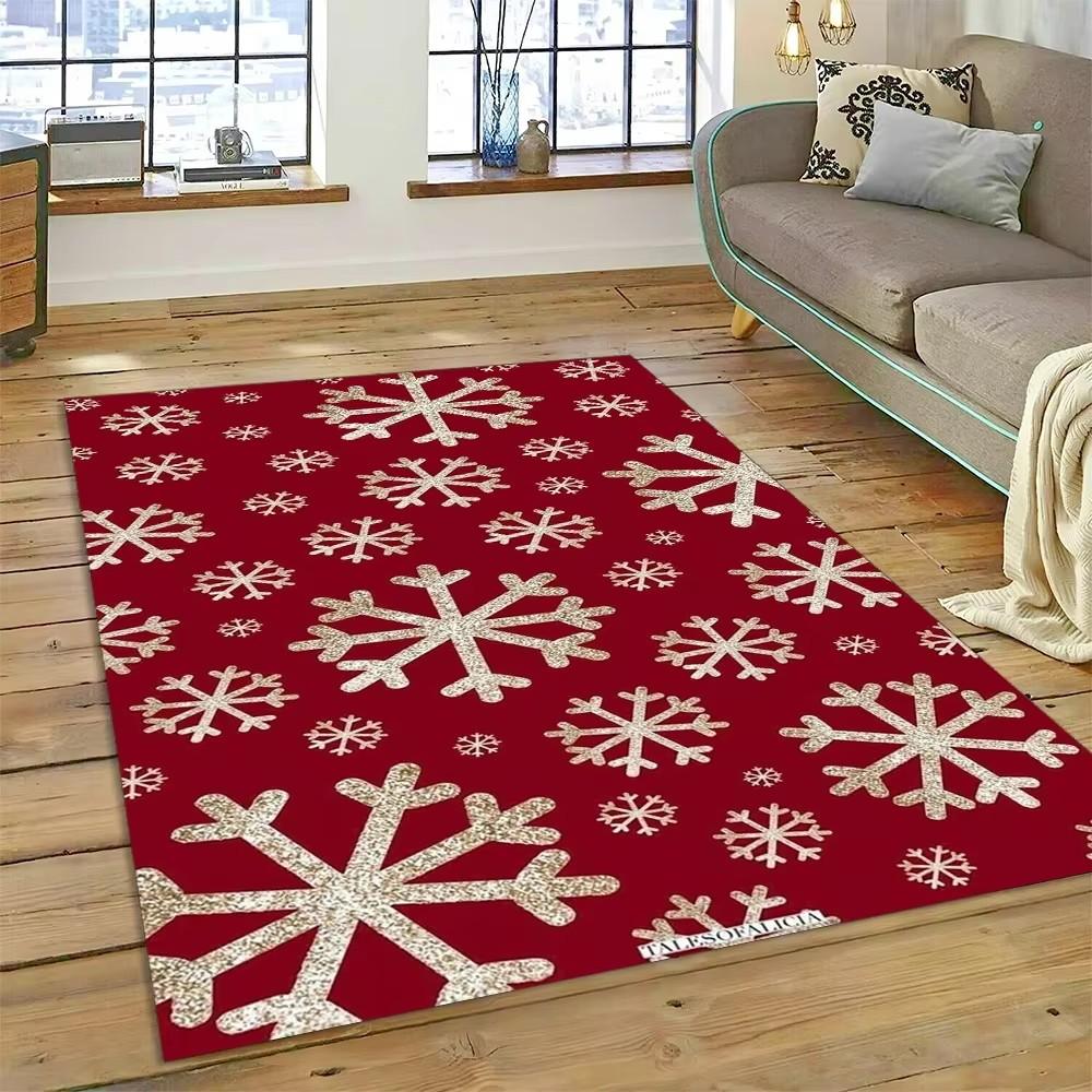 3D Fröhlicher Weihnachtsbaum Weihnachtsmann Cartoon Bereichsteppich Groß, Teppich für Zuhause Wohnzimmer Sofa Fußmatte Dekor, Kinder Rutschfeste Bodenmatte