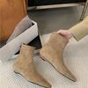 2025 Women's Versatile Suede Ankle Boots: Pointed Toe, Square Heel, Elastic Fit