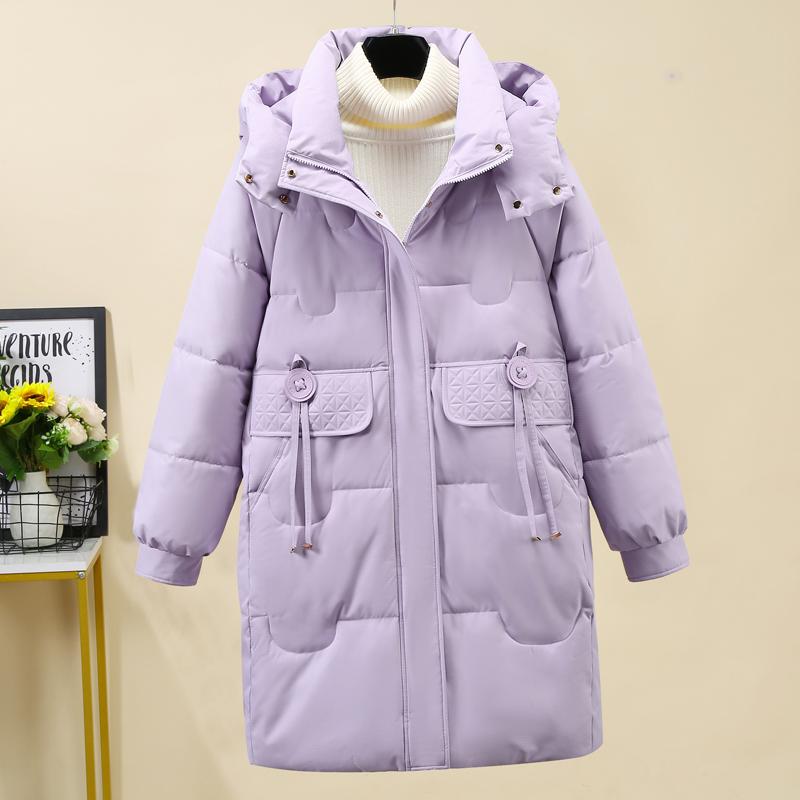 

Модные зимние пальто женские длинные парки с капюшоном толстые теплые верхние одежды женские куртки 2XL фиолетовый