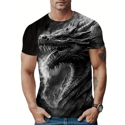 T-shirt da uomo con stampa di drago 3D Estate Street Casual Girocollo Manica Corta Abbigliamento Tee Top Moda Harajuku T-shirt Oversize