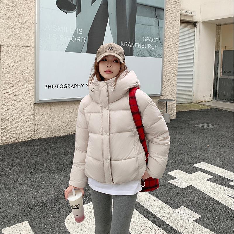 Hooded short puff cotton jacket women's winter new lightweight simple down cotton jacket loose bread jacket jacket
