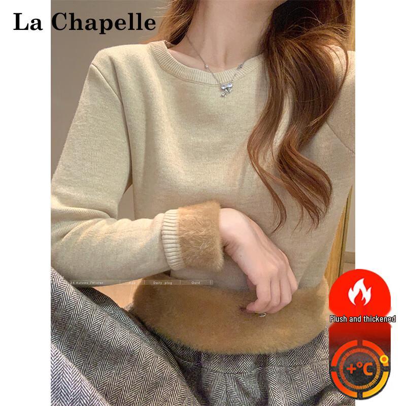 La Chapelle Women's Thermal Fleece-Lined Crewneck Pullover