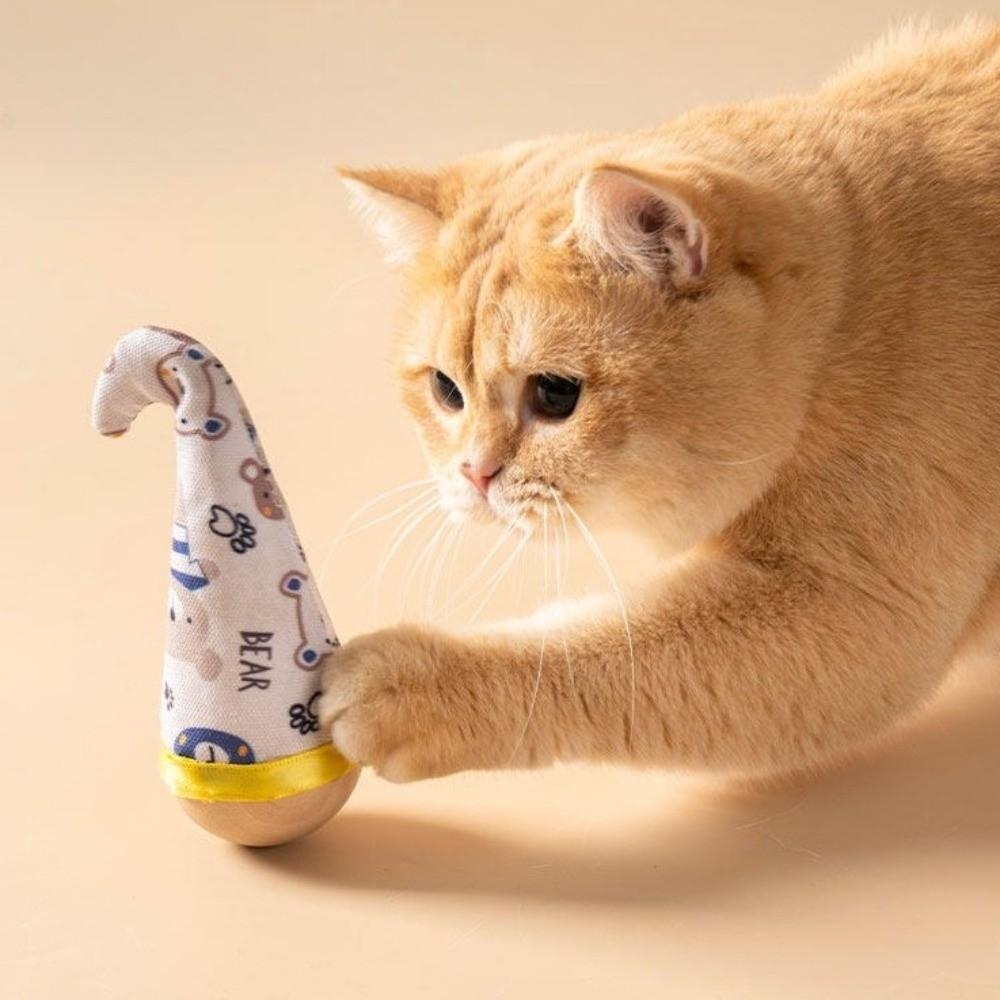 Wear-Resistant Cat Tumbler Wobbler Cartoon Pattern Wobble Ball Interactive Cat Toy  for Kitten Play