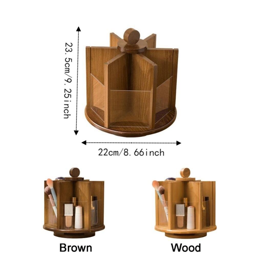 Bamboo Rotating Cosmetic Storage Box Large Capacity Multi-Compartment Facial Care Storage Rack Space Saving Makeup Organizer