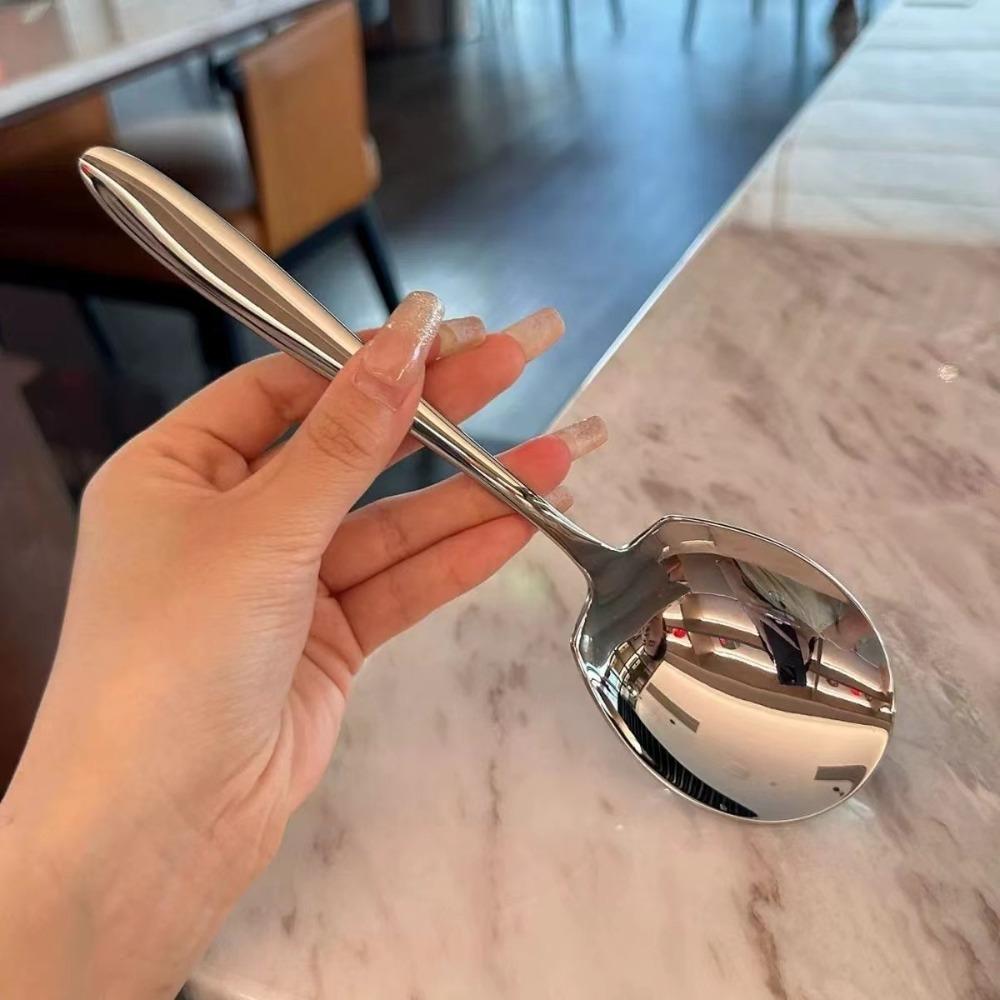 High Quality Stainless Steel Soup Spoons Thickened Round Base Tableware Long Handle Household Dish Spoon Kitchen Gadgets