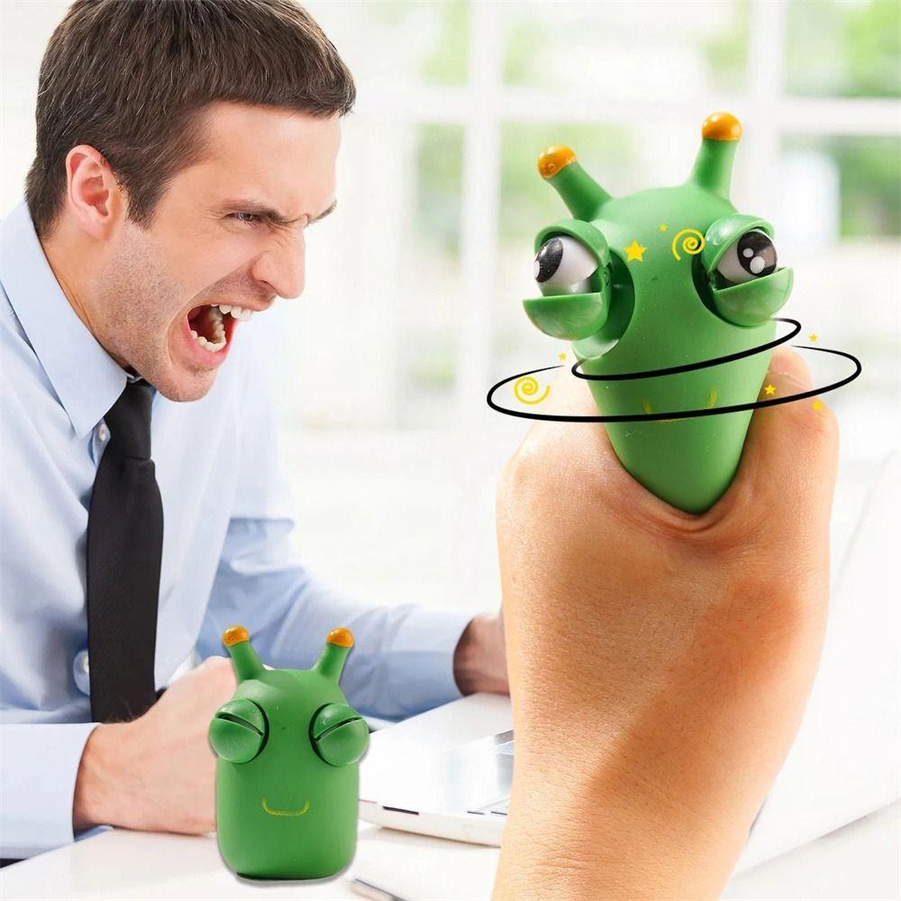 Halloween Fidget Toy Green Worm Squeeze Toy Eyeball Popping Toy Eye Poppers Squeeze Worm Pinch Toy