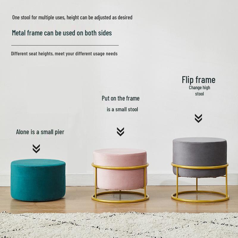 Solid Wood Round Stool - Light Luxury Shoe Changing/Footrest, Living Room/Entryway Bench/Pier, Coffee Table Accent.