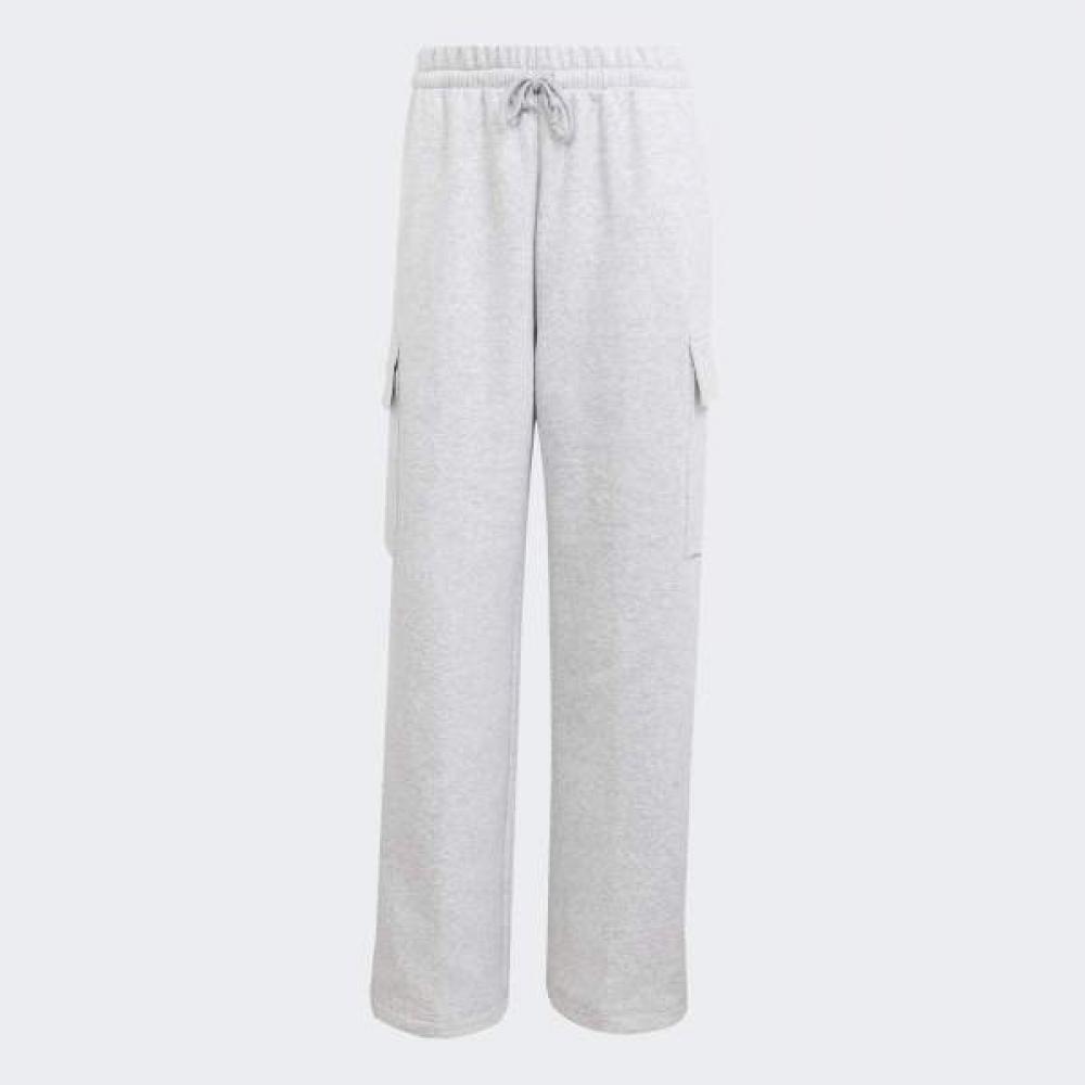 AdidaS Women S eSSentialS Linear Fleece Cargo pantS Regular Fit Cotton Cargo bruShed Grey