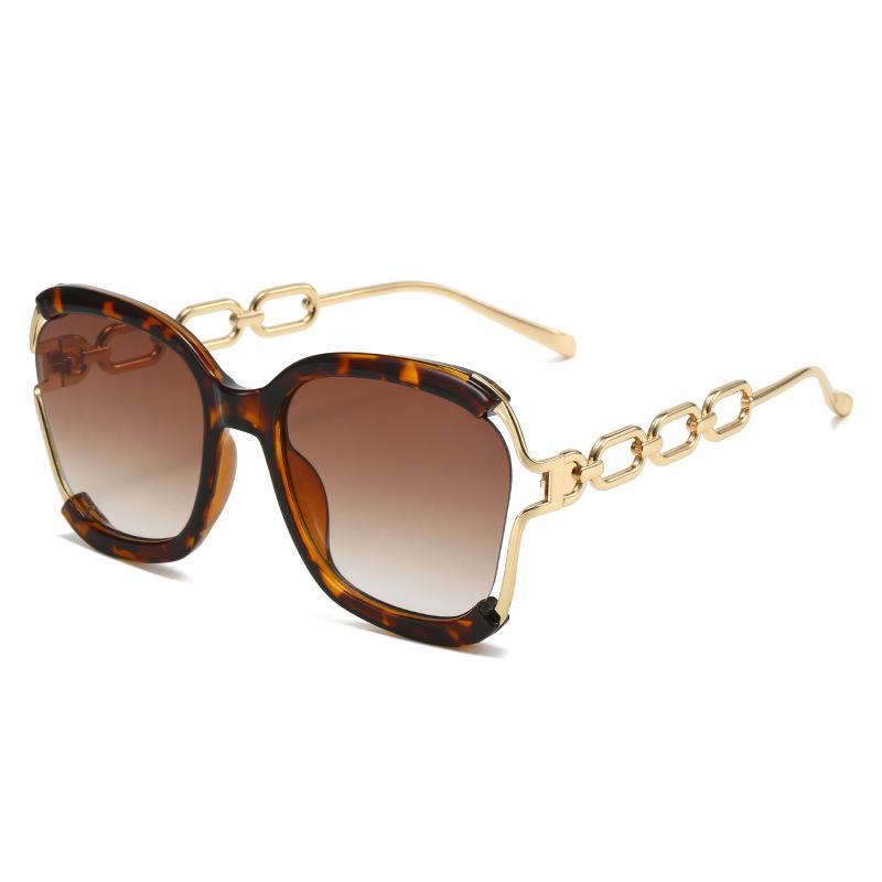 Luxury Square Sunglasses Women UV400 Retro Brand Chain Metal Frame Shades Summer Sun Glasses for Female