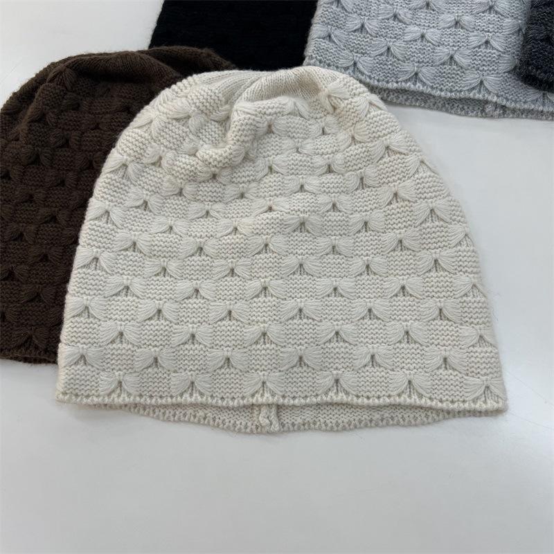 Elegant literary and artistic autumn and winter new cashmere hat hollow knitted wool hat warm bag head ear protection hat tide confinement hat