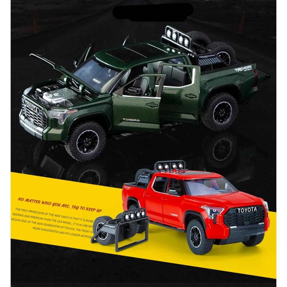 1/24 Toyota Tundra Alloy Pickup Car Model Diecast & Toy Metal Off-Road Vehicles Car Model Sound and Light Collection Childrens Toy Gift