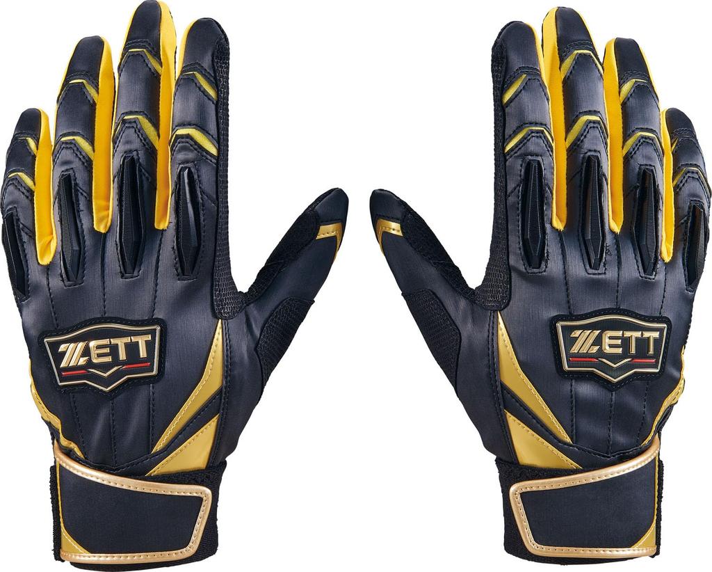 ZETT Pro Status Baseball Batting General Black x Yellow BG13011D Gloves, Ambidextrous, Use, (1953), Large,