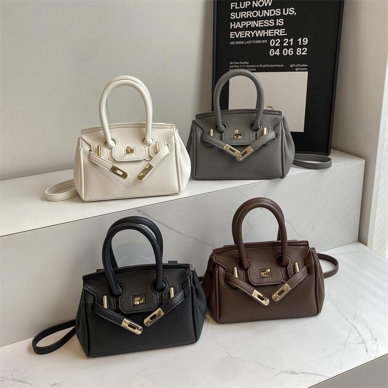 Lychee pattern platinum bag 2025 new tote bag women's handbag fashion shoulder messenger small square bag