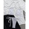 Kadın Seksi Parlak Düz Bikini Mayo Plaj Yüzme İçin
