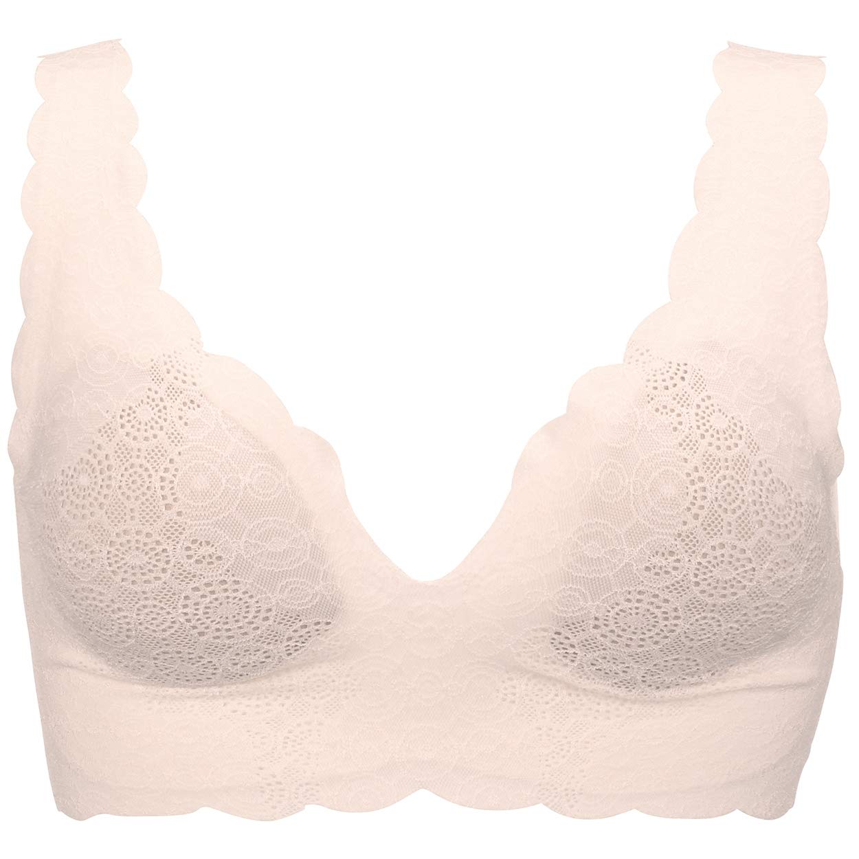 

Zero Feel Half Top with Cups Wireless Bra with No Size M Sloggi/Triumph Lace-Type (10190525) - Pads, Lightweight, Non-Slip, Hooks, (6308) (Warm White)