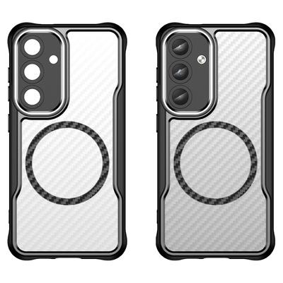 For Samsung Galaxy S25+/S24+ Case TPU+PC Carbon Fiber Phone Cover Compatible with MagSafe