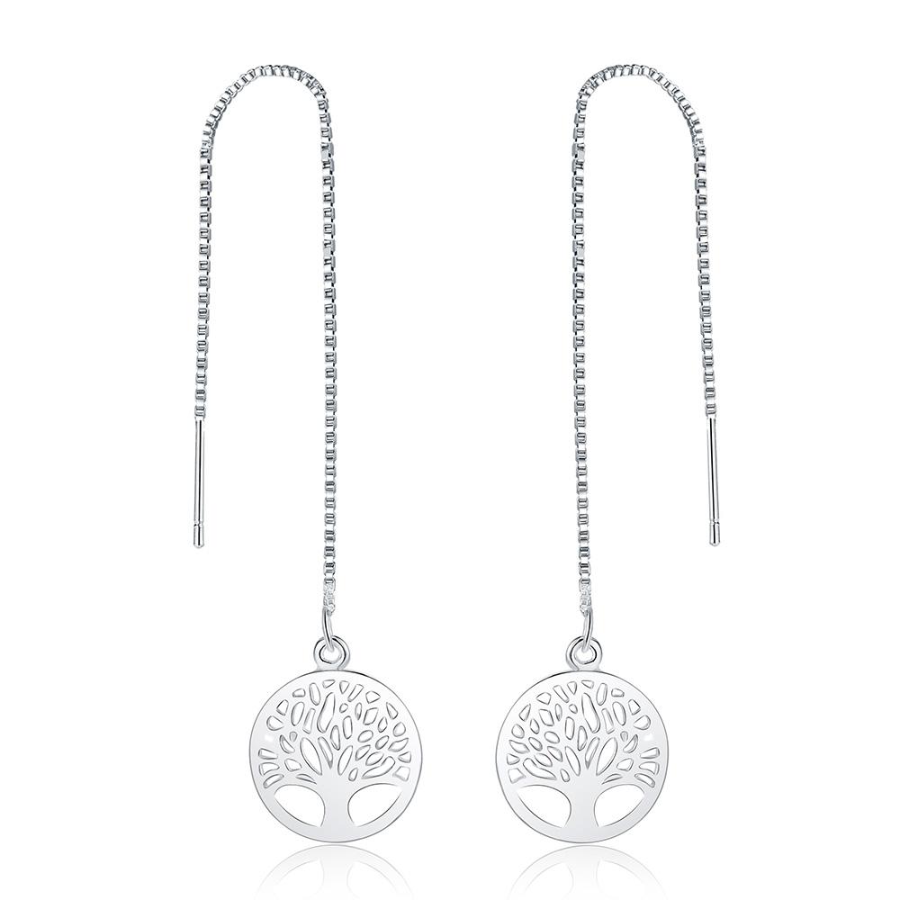 Cercei cu pandantiv cu copac circular 925 bijuterii de modă cadou de argint sterling