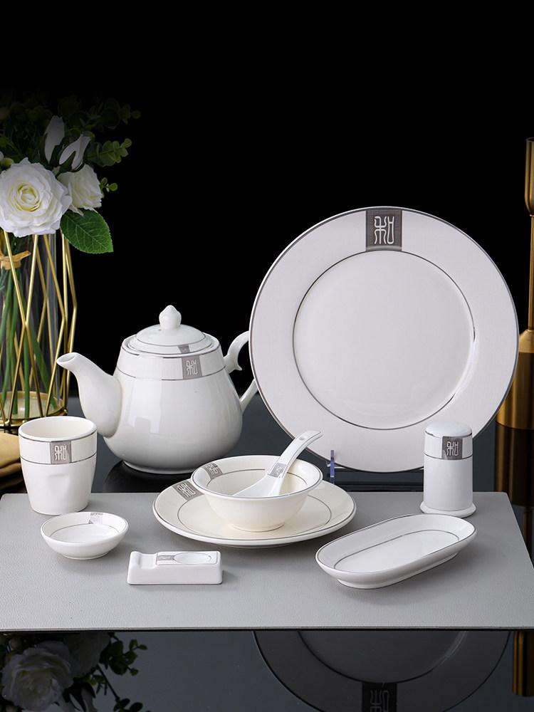 Luxury Ceramic Tableware Set - 4-Piece High-End Bowls, Plates & Dishes for Hotels & Restaurants