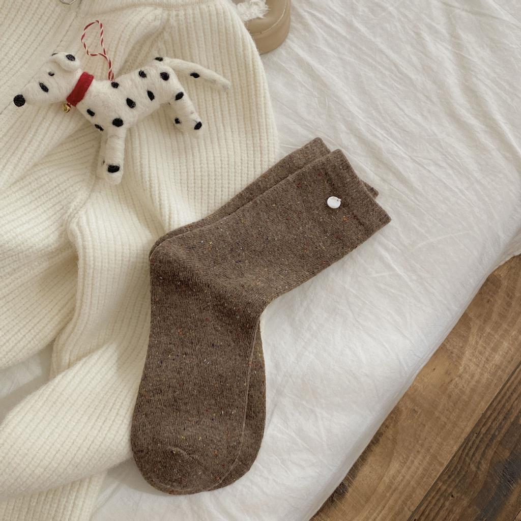 Winter Korean Socks Dongdaemun Thickened Warm Socks Shell Button Decorative Wool Socks Ideas Yarn Tube Socks