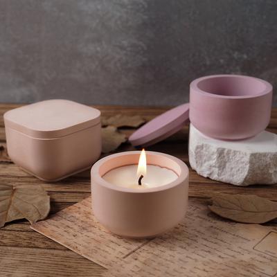 Runde Quadratische Kerzenglas Silikonformen mit Deckel DIY Sukkulenten Blumentopf Aufbewahrungsbox Gips Harz Bastelformen Wohndekor Geschenk