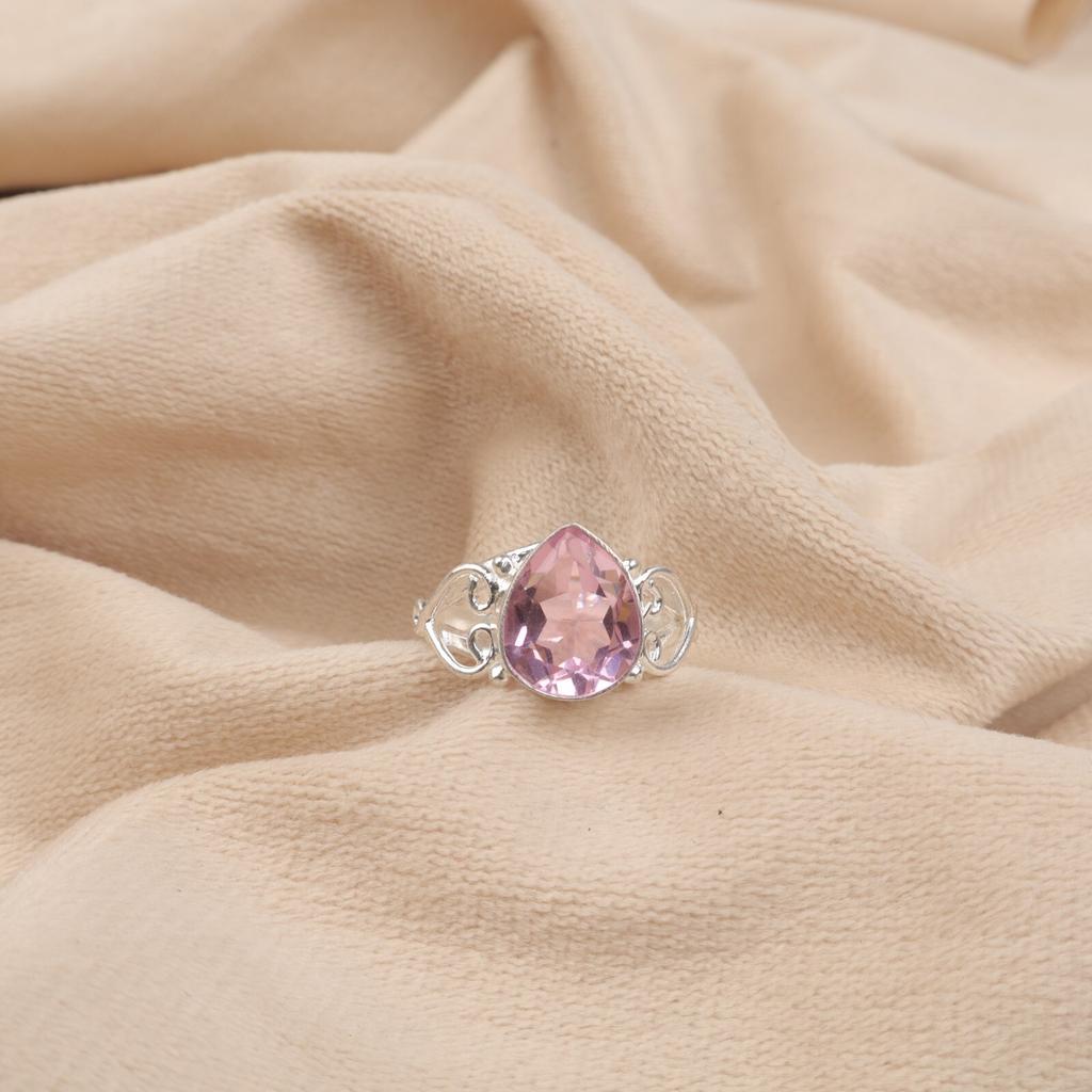 Natural Morganite Gemstone 925 Sterling Silver Jewelry Handmade Fashionable Ring RR-46-7