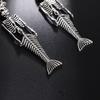 Vintage Punk Skeleton Skull Dangle Clip Earrings for Women Without Piercing Long Exaggerated Halloween Ear Clips Party Jewelry