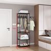 Floor-Standing Multi-Layer Coat and Clothes Rack with Storage Shelves for Dormitory or Home Use
