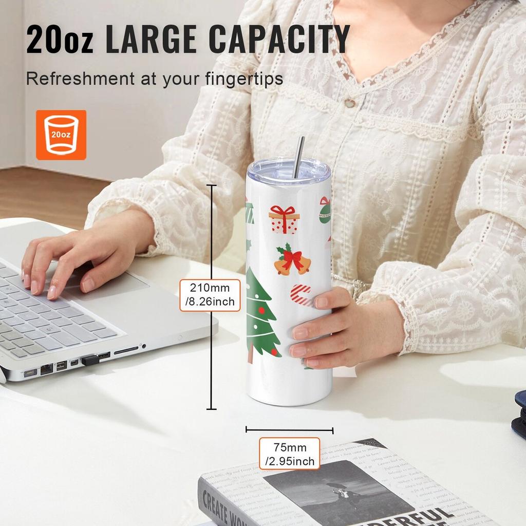 50 Pack Straight Sublimation Tumblers, 20 oz Blank Tumbler Bulk, Stainless Steel Double Wall Tumbler Cups with Straw, Lid, Brush, Base, Shrink Wrap,