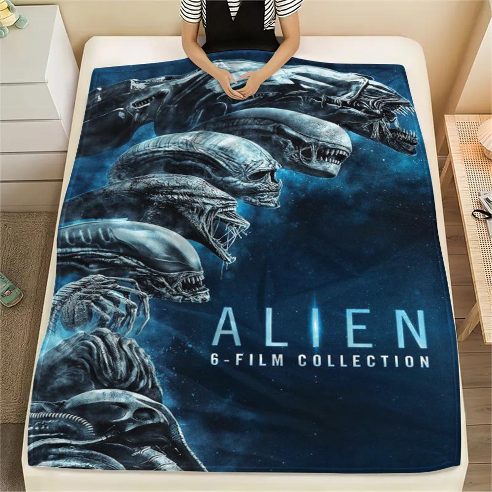 1PC Alien Print Flannel Blanket, High Quality All Seasons, Home Decor, Warmth and Comfort, Perfect for Christmas Gifts