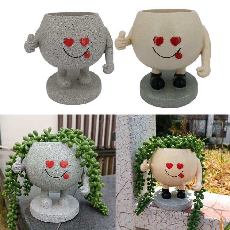 Resin Face Planter Pots Creative Head Flower Pots Succulent Planter Cute Plant