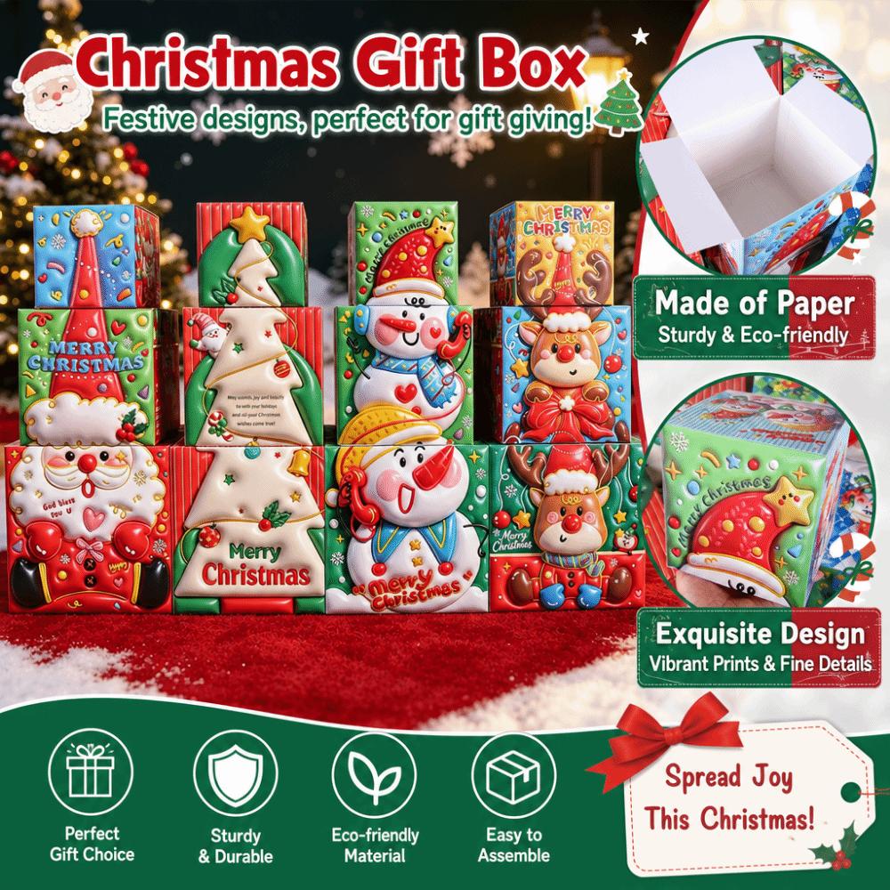 3PCS Santa Claus Christmas Gift Box 3 Size Cookies Snack Boxes Candy Gift Boxes  Home Decoration