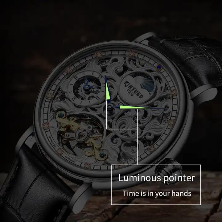 KINYUED J078 Popular Men's Mechanical Watches High Quality Leather Band Life Waterproof Automatic Men's Watch