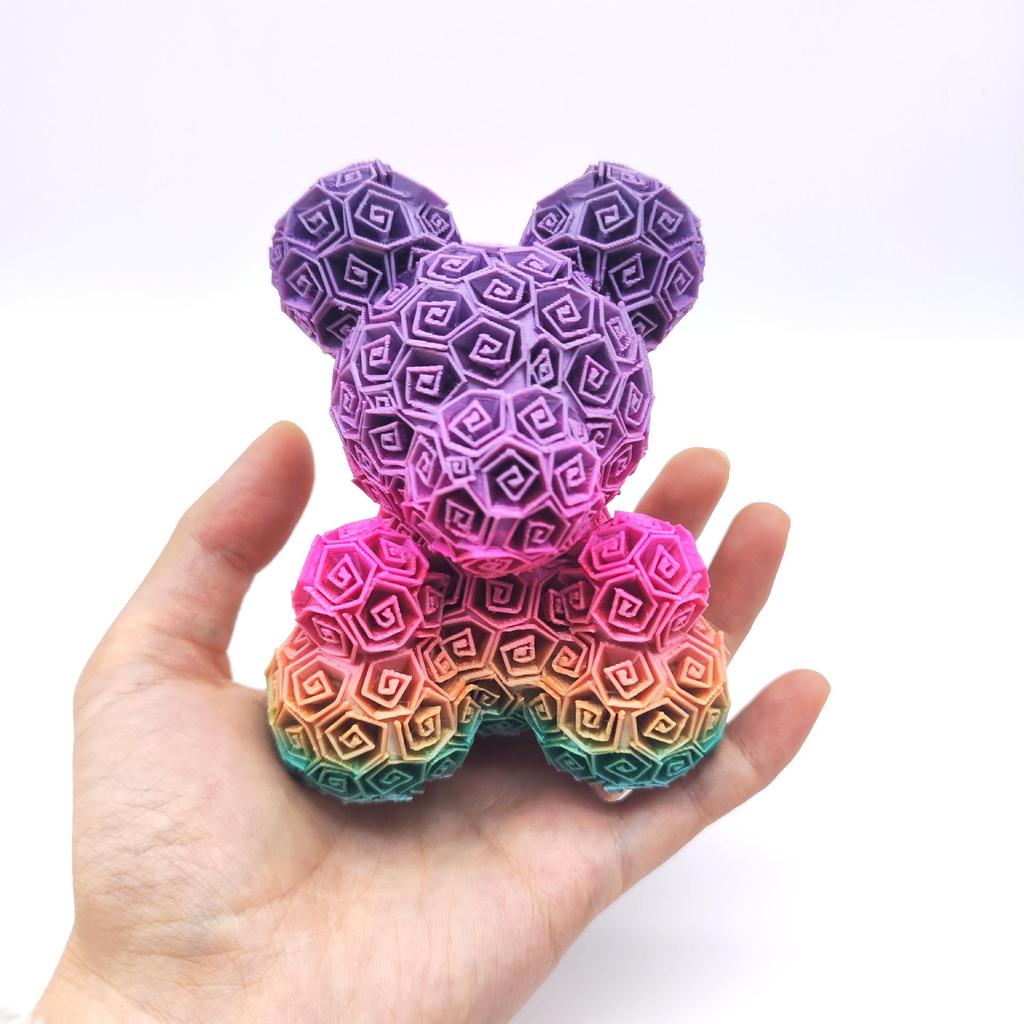 3D Printed Rose Bear Desktop Ornament - Valentine's Day or Birthday Gift Souvenir