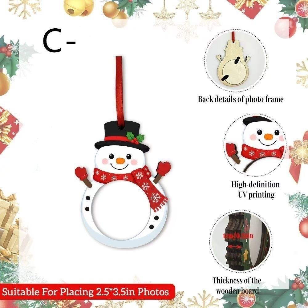 DIY Craft Pendant Hanging Picture Frame Ornaments Wooden Xmas Tree Hanging Decor  New Year