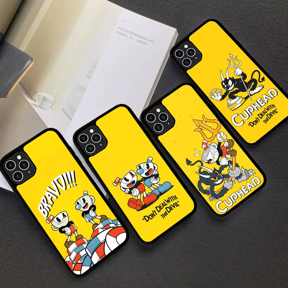Cute Cuphead Phone Case For IPhone 17 16 Pro Max 11 12 13 14 15 Hard PC+TPU Bracket Back Cover