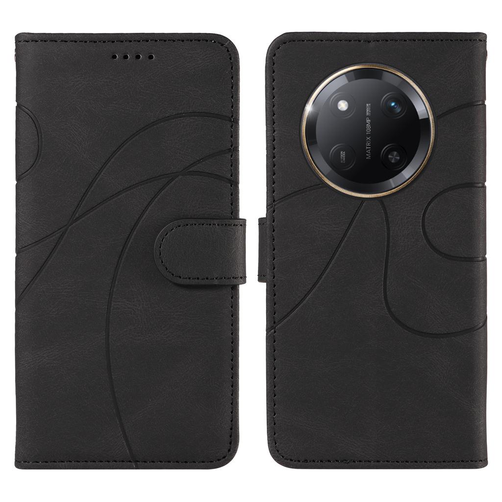 For Honor X60 Pro 5G/Honor X9c 5G Wallet Case Leather Phone Cover Stand with Curved Line Design