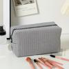 1Pc Seersucker Cosmetic Bag Hand-held Large Capacity Wash Bag Embroidered Stripes Travel Cosmetic Storage Bag for Outdoor Travel Home Storage