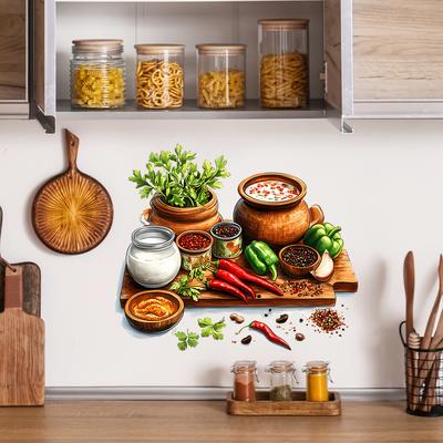 Boyalı Meyve ve Sebze Kesme Tahtası Mutfak Restoran Ev Duvar Güzelleştirme Dekorasyon Duvar Çıkartmaları