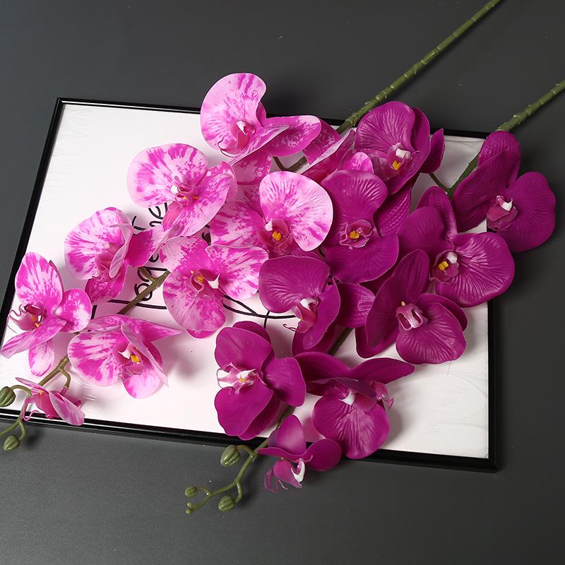 Long Stem 9-Head Phalaenopsis Orchid Artificial Floral Decoration for Weddings and Home