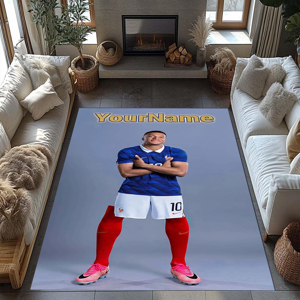 Mbappe 211 Customized Name Floor Mat Perfect for Living Rooms Outdoor Study Room Dormitory Antislip Carpet Decorate Offices Best for Christmas