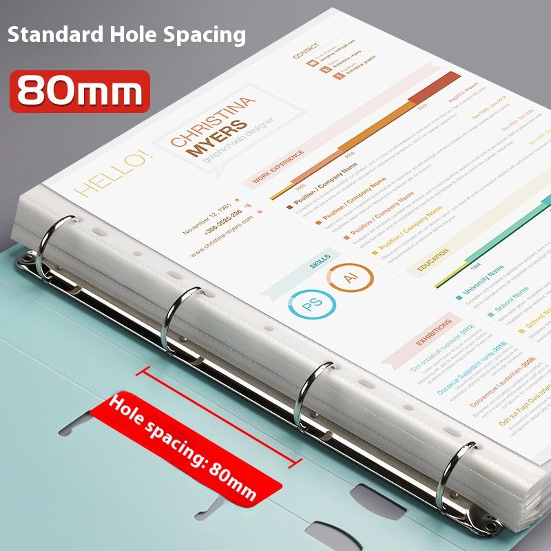 A4 4 Hole Ring Binder for School Home Office Document Exam Paper Organization Multi functional Stationery Storage Ring Binder