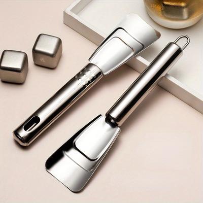 2 piezas Cuchara de Hielo de Acero Inoxidable, Cuchara para Helado, Herramienta de Cocina Multiusos, Limpieza de Refrigerador, Cuchara Descongeladora
