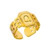 Titanium Steel Simple and Fashionable English Letter Ring Versatile Gold Chain Opening Adjustable Ring Women